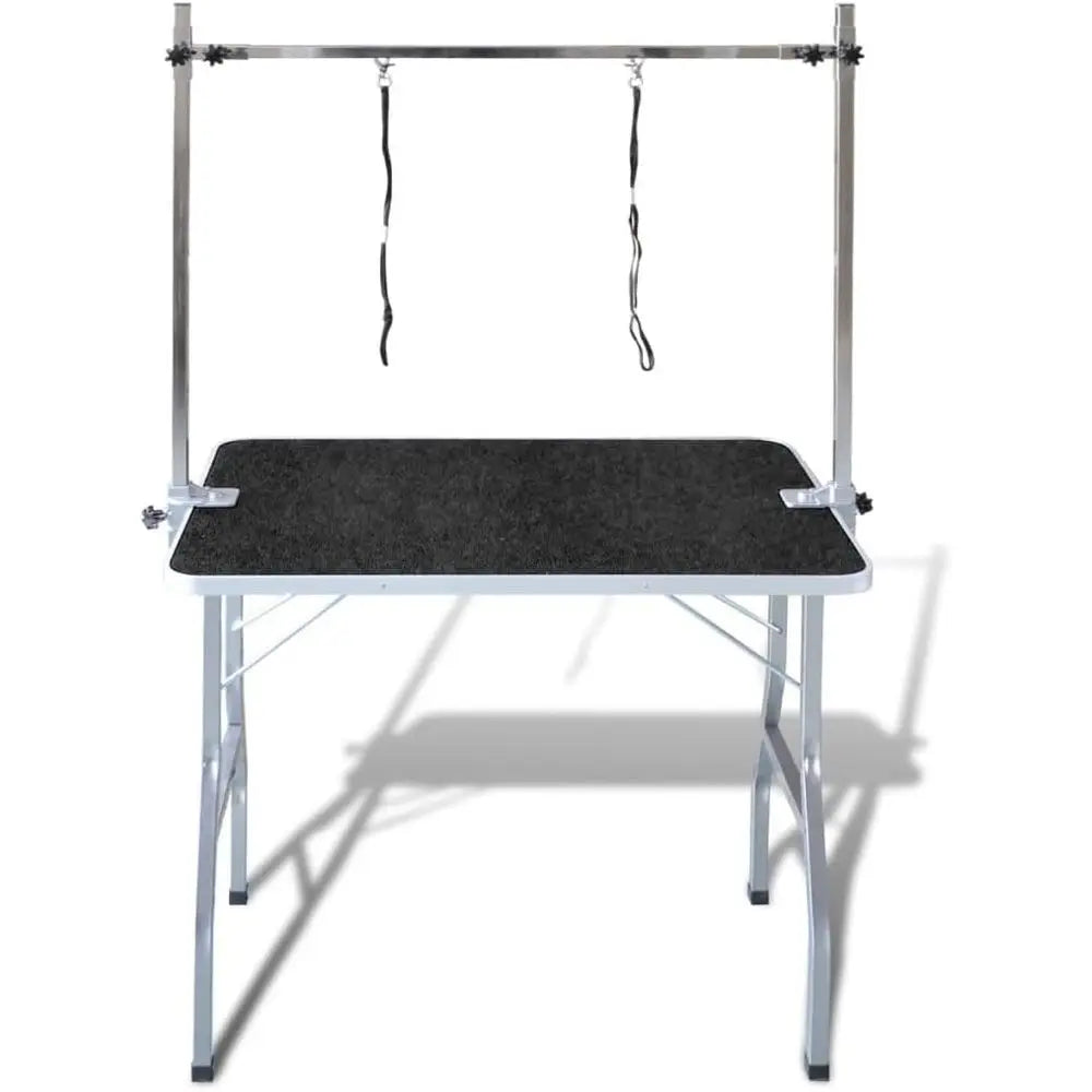 36-Inch Collapsible Pet Grooming Table with Adjustable Dual Arm Leashes