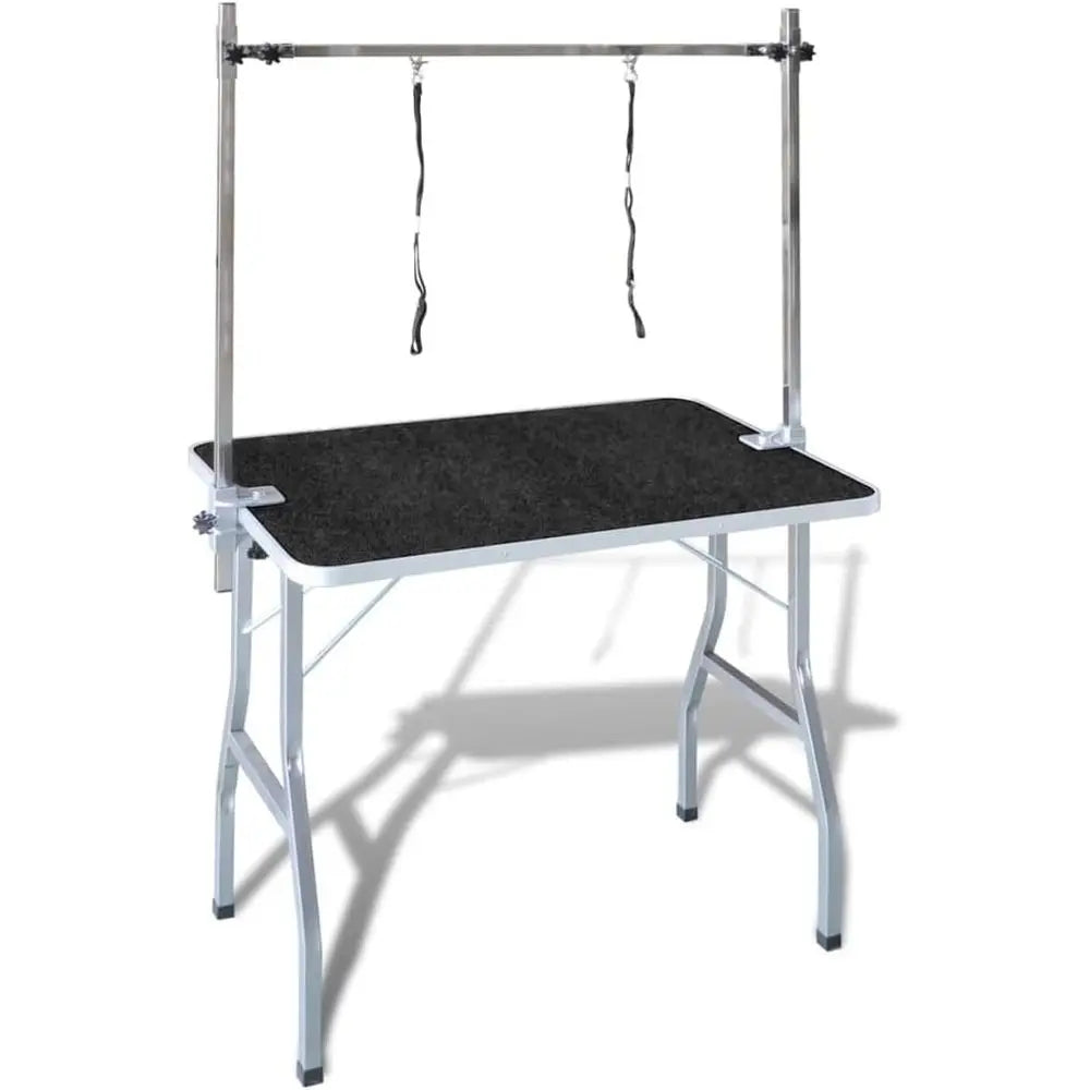 36-Inch Collapsible Pet Grooming Table with Adjustable Dual Arm Leashes