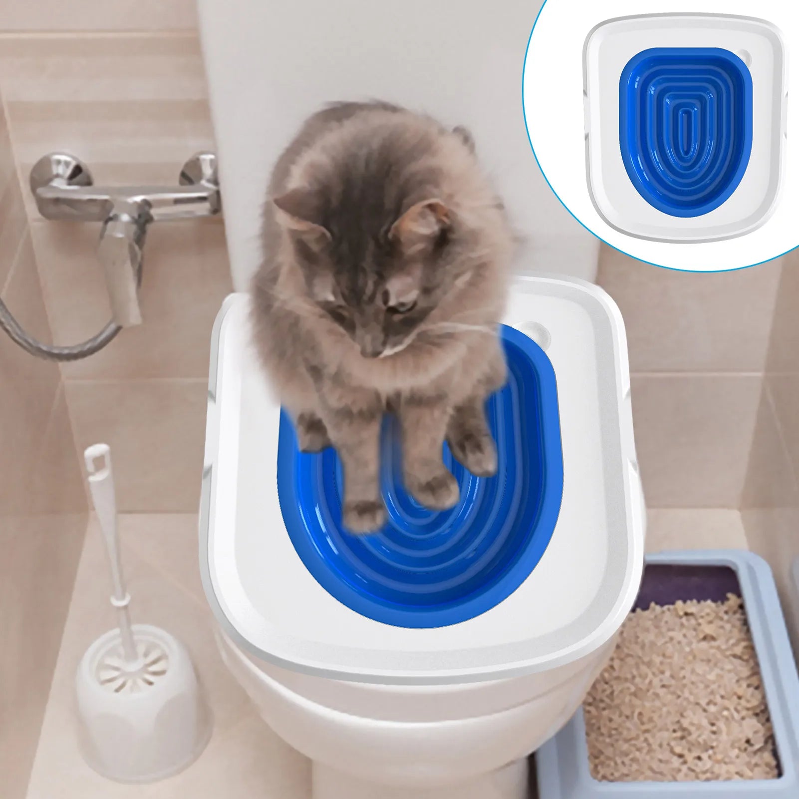 Reusable Cat Toilet Trainer Plastic Set Litter Box Mat