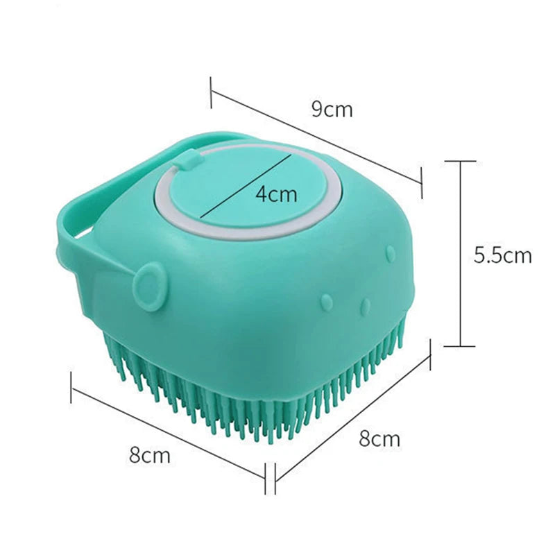 Silicone Pet Bath Massage Brush, Pour Shampoo Inside Tool