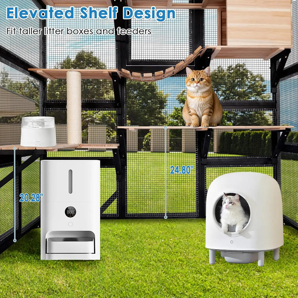 71" Large Outdoor 6 Door Pet Walk-in Cage - Weatherproof Roof