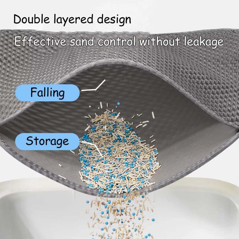 Double Layer Pet Litter Box Mat, Waterproof, Nonslip, Washable