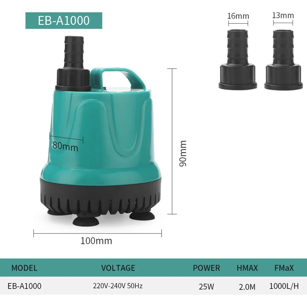 Ultra-Quiet Submersible Aquarium, Water Fountain, Fish Pond Pump Filter