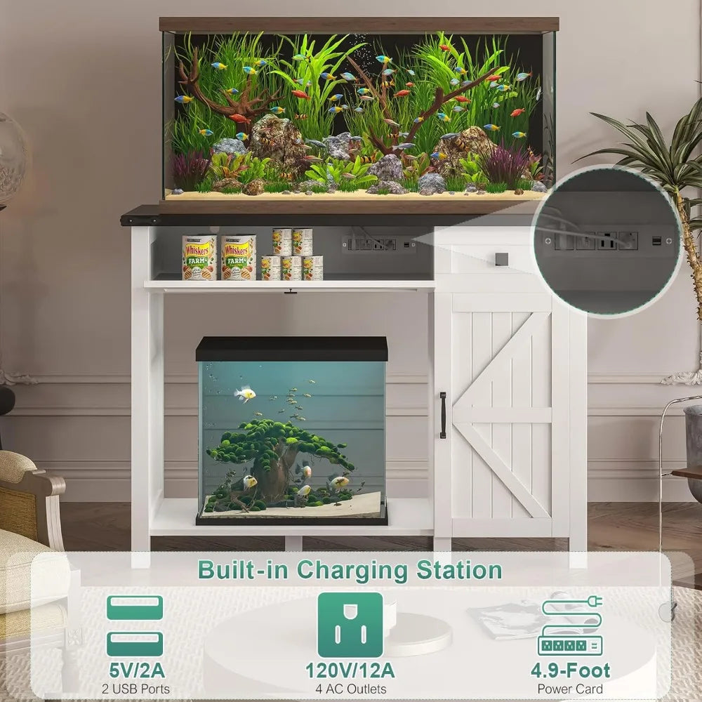 Farmhouse 40 Gallon Reptile, Aquarium Stand Charging Station
