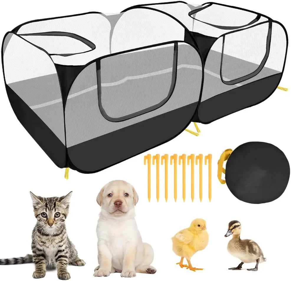 Portable Pet Playpen, Detachable Bottom, Large Foldable Enclosure for Pets