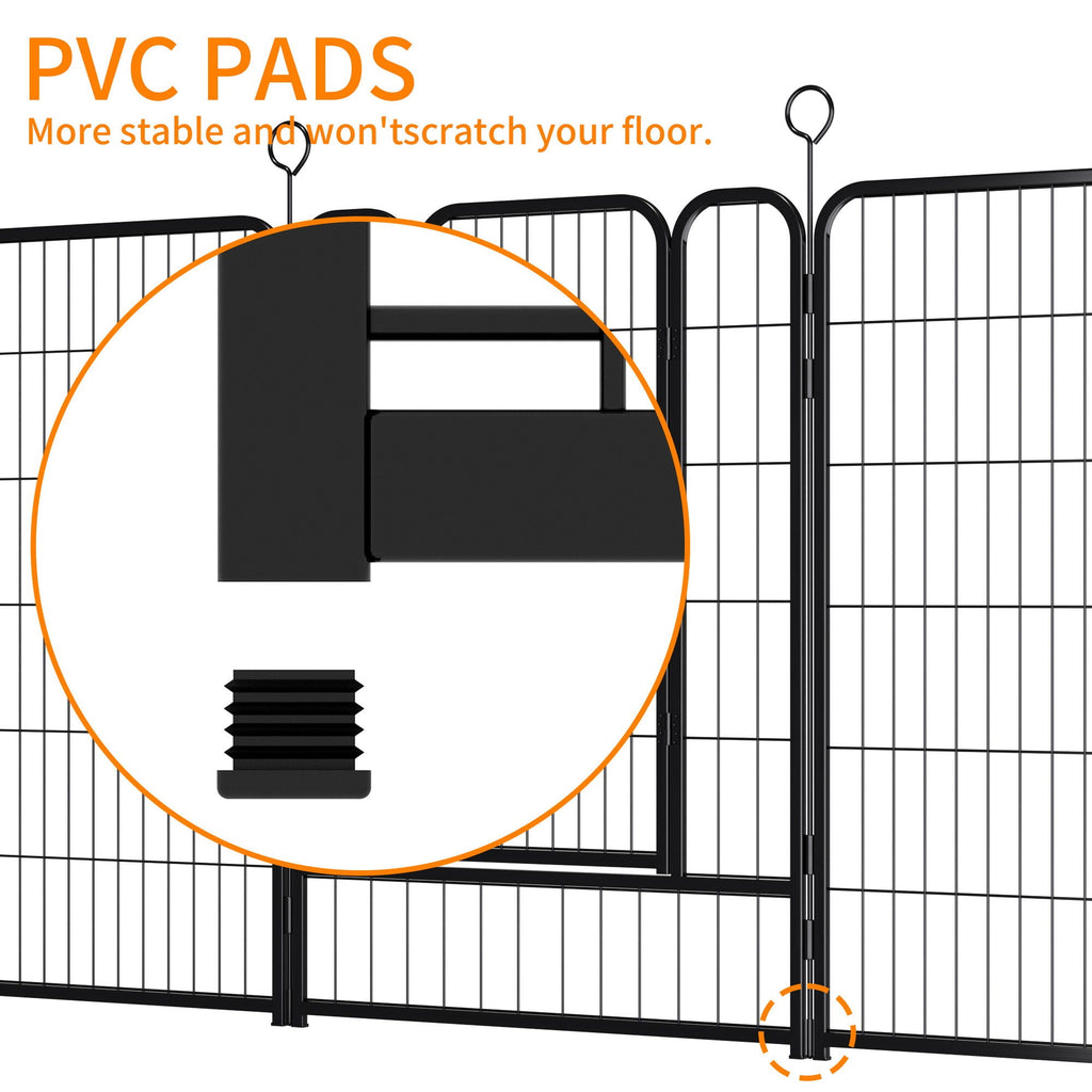 Dog Playpen, 16 Panels Pet Exercise Pen with Anti-Skid Base - Black